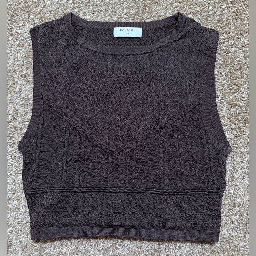 Aritzia Babataon Pointelle Cropped Top in Medium